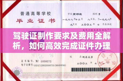 驿城驾驶证制作要求及费用全解析，如何高效完成证件办理？